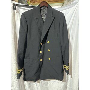 Vintage 80s US Navy Naval Academy Military Wool Dress Uniform Coat Jacket Named